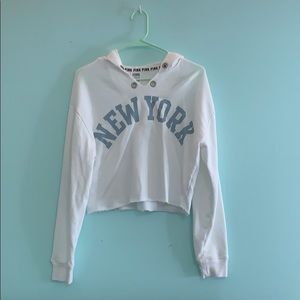 PINK cropped hooded sweatshirt